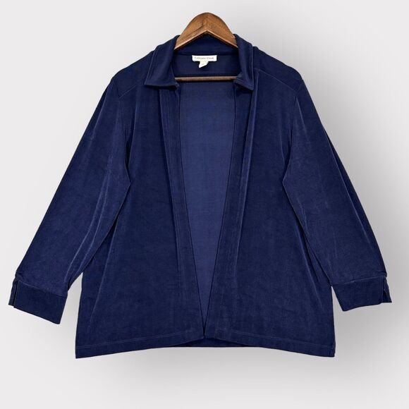 Coldwater Creek Open Cardigan Women PM Blue Slinky Stretch‎ Long Sleeve i21 - Picture 1 of 13